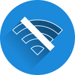 photo of wifi image with diagonal line on blue background