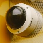 Modern equipment for video surveillance on wall